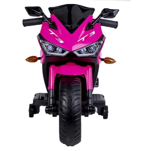 12V Motorcycles For Kids : With Training Wheels (Pink)